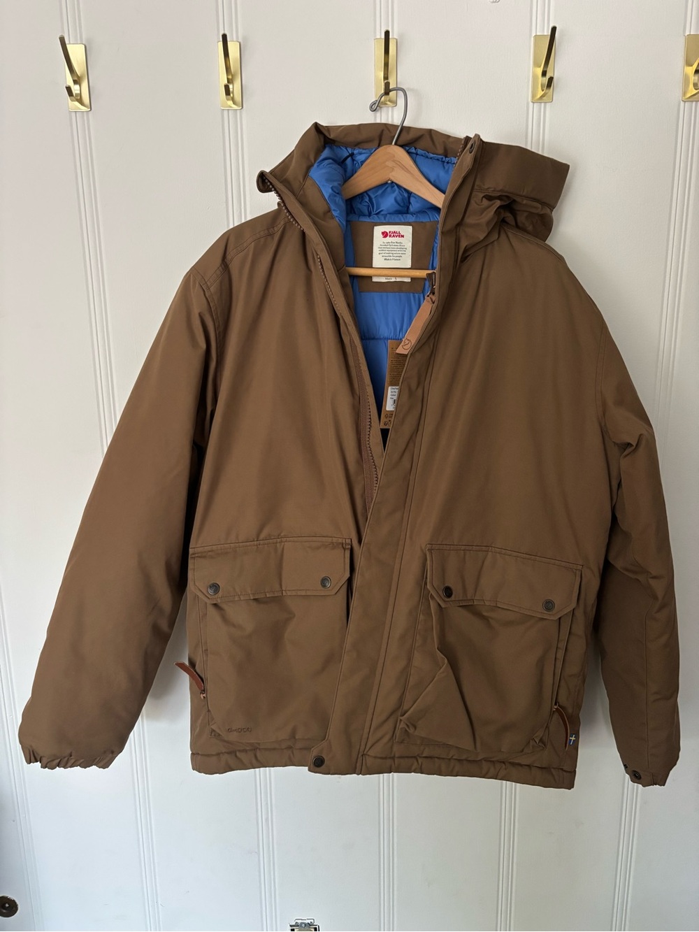 Fjallraven Men's Tan Ovik padded Jacket with Blue Lining - Picture 2 of 12
